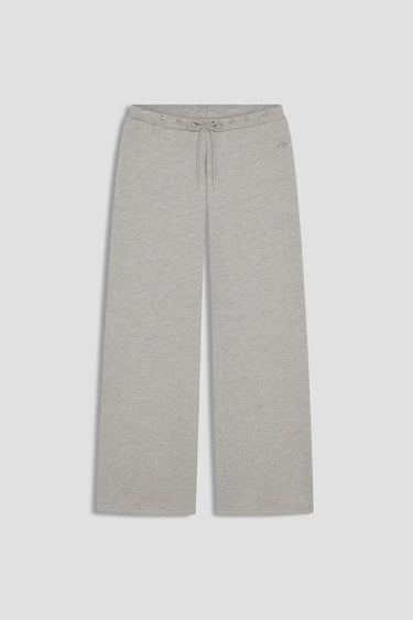grey wide-leg sweatpant with grommet detail at waistband