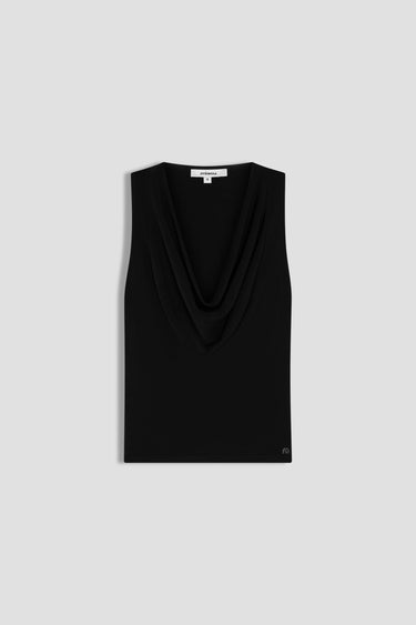 black cowlneck racerback tank