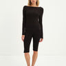 black long sleeve tshirt and capri