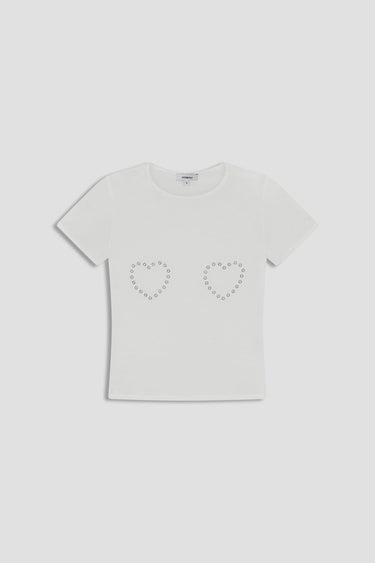 MINI TEE - WHITE GROMMET HEART