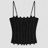 spaghetti strap corset with sheer mesh boned paneling and demi cups 
