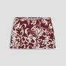 mini skirt with red-and-white hawaiian print