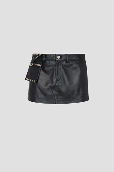 MAC MINI SKIRT - BLACK LEATHER